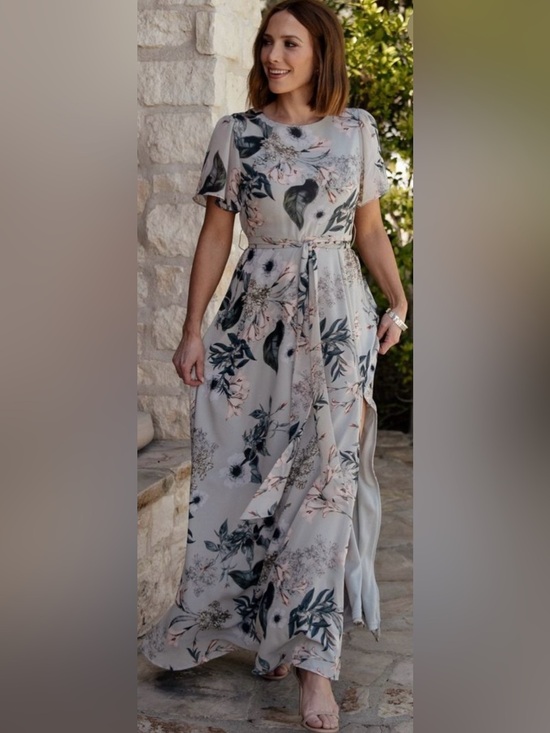 Baltic Born Dresses & Skirts - baltic born naomi short sleeve maxi dress pale blue floral size XL without belt